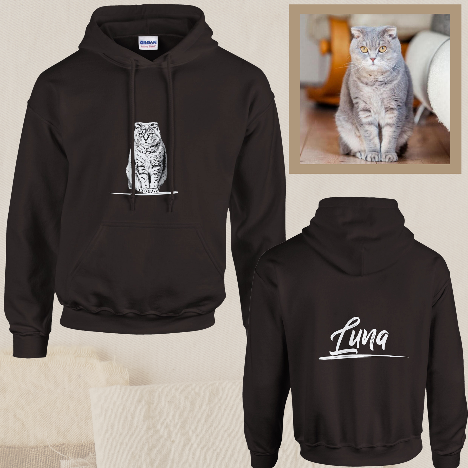 Customizable hoodie - black and white design