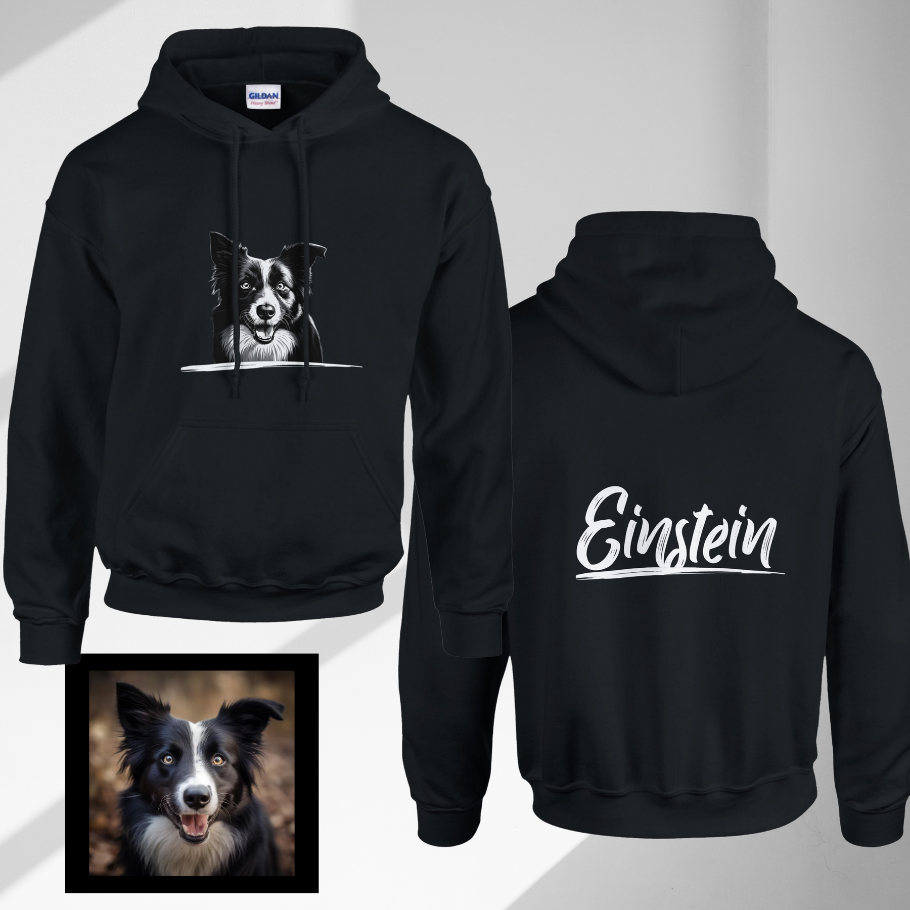 Moletom com capuz personalizável - design preto e branco