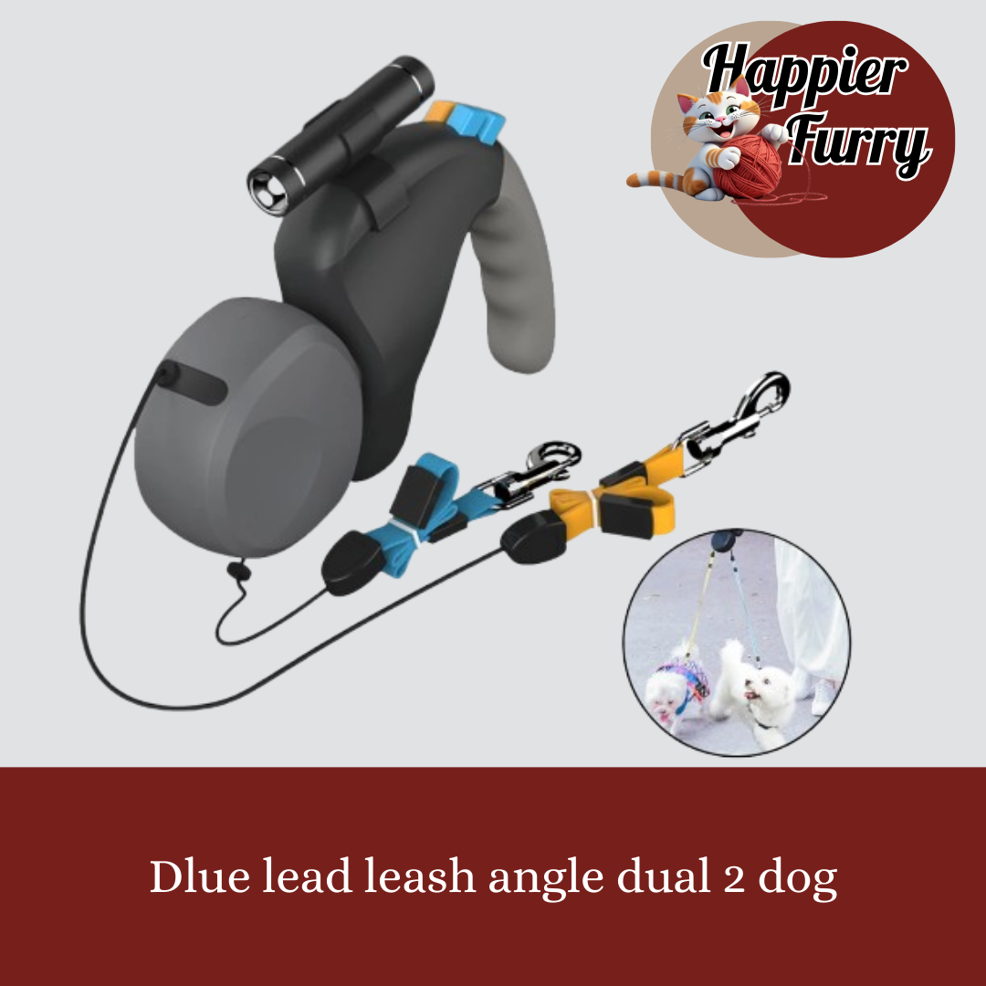 Leash for 2 dogs with rotating light